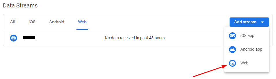 Data Streams - Web Property